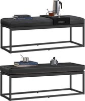 Canapé - Repose-pieds - Avec plateau réversible - Structure en métal - Zwart