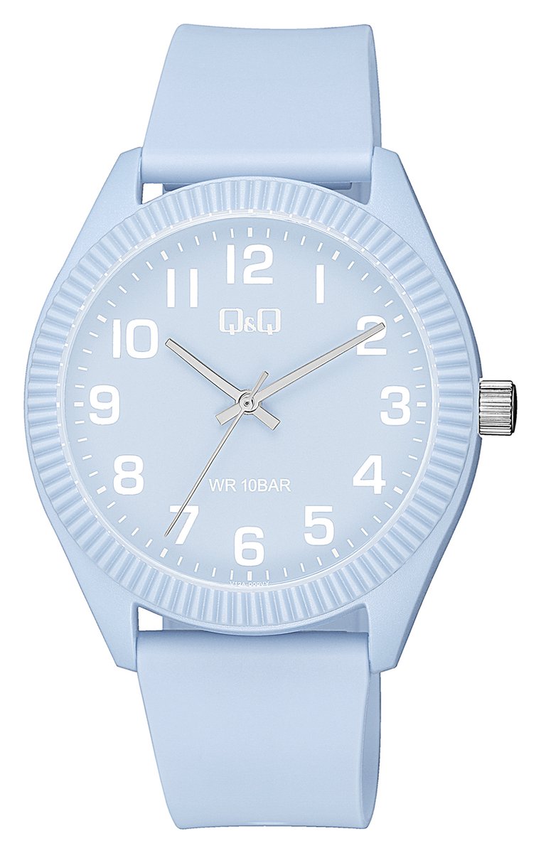 QQ V12A-009VY - Horloge - Polshorloge - Sport - Analoog - Unisex - Plastic band - Rond - Kunststof - Cijfers - LichtBlauw