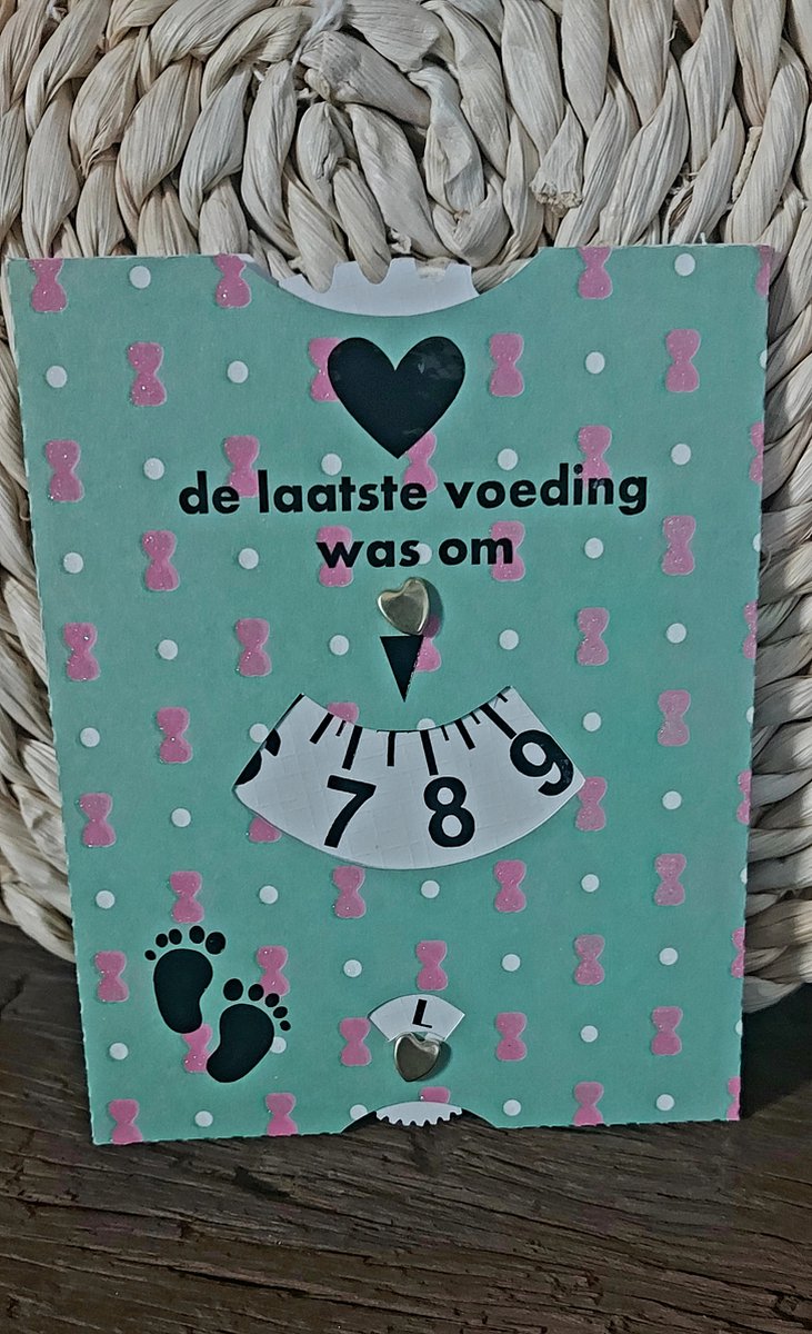 Voedingsschijf groen met roze strikjes, Voedingskaart, hulp schijf voeding, Borstvoeding, Cadeau, Kraam cadeau, Baby, Babyshower, Voedingskaart