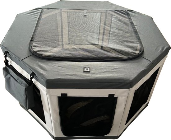 Tente Topmast Puppy Run - Construction en tube - Grijs - Dog Run - Parcs à chiots - Intérieur et extérieur
