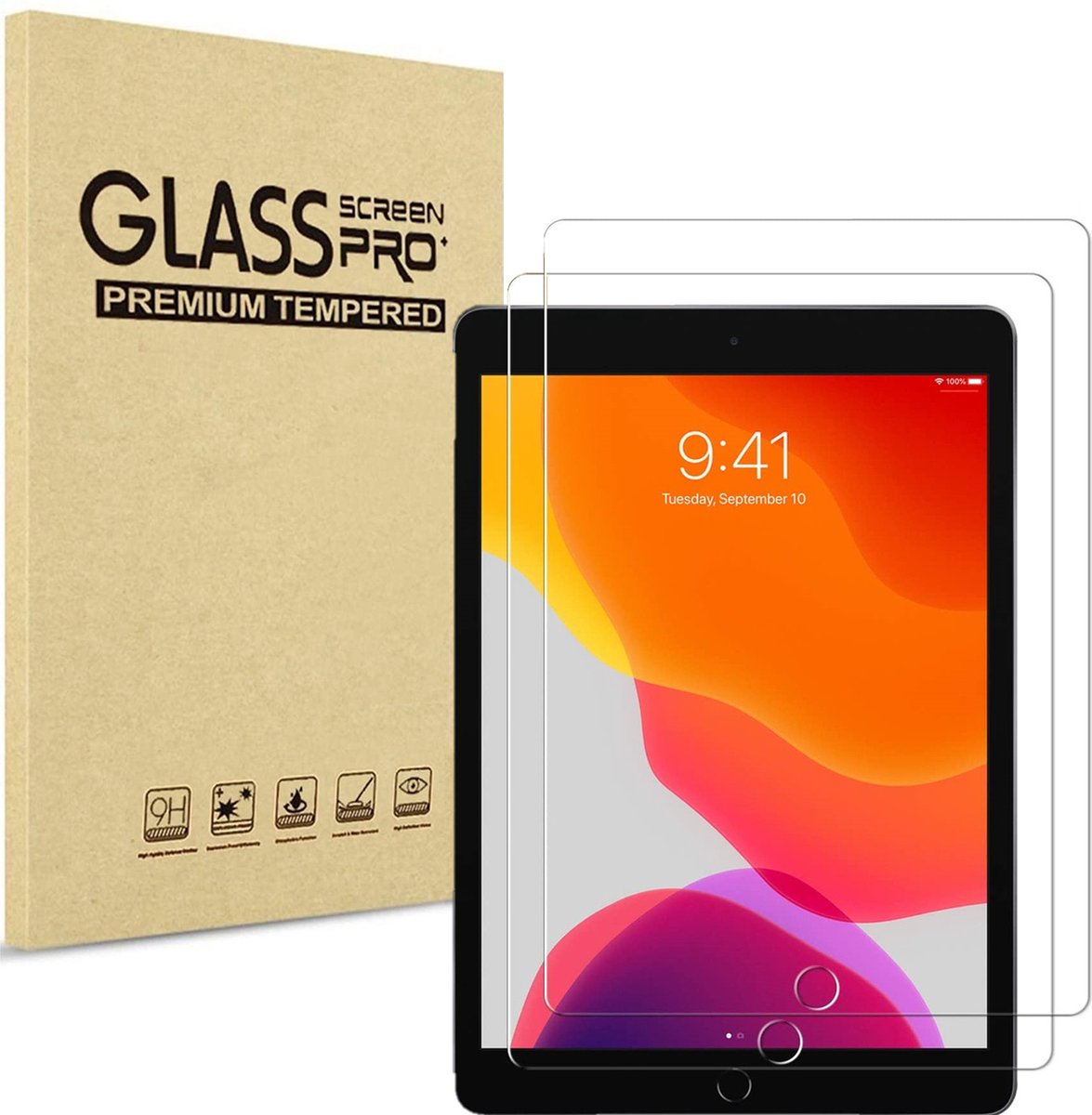 Screenprotector voor iPad 7 / 8 / 9 - 2 stuks Beschermglas van glas Transparante glazen schermbeschermfolie