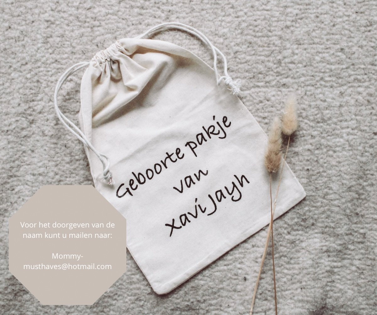 Goedkoopste Bewaarzakje 'Mijn geboortepakje' - gepersonaliseerd - Mommy musthaves - herinneringen - katoen - beige - tas - organizer - babyshower geschenk - kraamcadeau - Bewaar herinneringen aan de babytijd - Bewaren