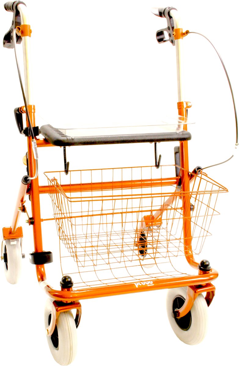 Goedkoopste Premis Provo - Rollator - 2de Generatie - Voorzien van verlengde duwbuizen - Metallic Oranje