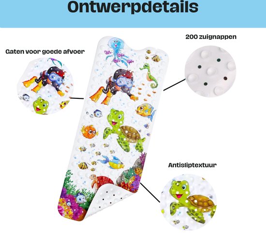 Badmat enfant et bébé - plongeur tortue poisson océan sous l'eau - grand tapis antidérapant - antidérapant bébés enfants - tapis antidérapant - tapis de bain enfant tapis de bain bébé tapis de douche douche salle de bain - grand - lavable