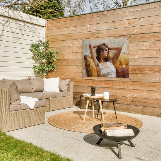 Affiche de jardin 80x60 cm - Décoration de jardin Femme - Art - Abstrait - Moderne - Affiche pour le jardin - Décoration extérieure - Tableau de jardin clôture - Décoration murale sur toile de jardin - Décoration murale sur toile de balcon