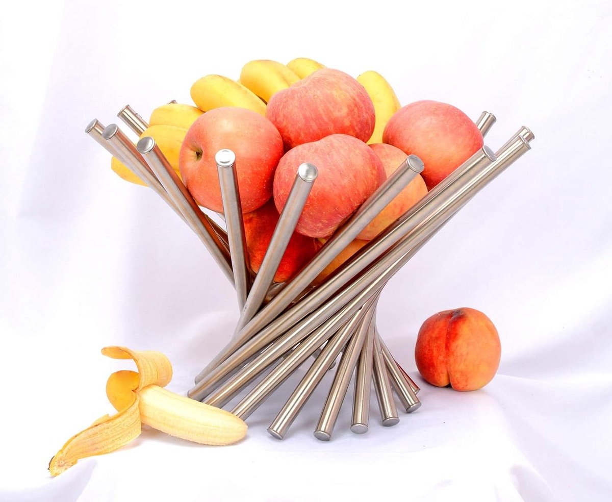 Creatieve roestvrijstalen fruitschaal - fruitstandaard - met dunschiller - zilver