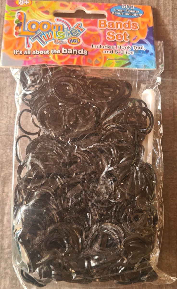 Loom Bandjes Neon Zwart 600 stuks Loombandjes Loom Twister Loomelastiekjes Elastiekjes Inlcusief S-Clips Haakjes