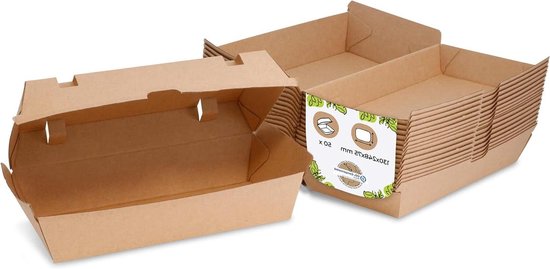 BIOZOYG Take Away Box 200 Pieces Kraft Cardboard Robust Pressure Cooker Boxes with Hinged Lid High Stable to Go Brown Packaging 21.3 x 11.5 x 8.5 cm