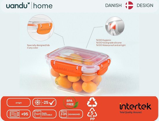 uandu Lock & Fresh 4er Frischhaltedosen mit Deckel für Lebensmittel
