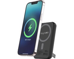 XLayer Powerbank MagFixPRO v2 - Wireless charging MagSafe compatible - Draadloos Opladen - USB-C PD 20W - USB-A QC 3.0 - 10000 mAh - Geschikt voor Noodpakket - Zwart