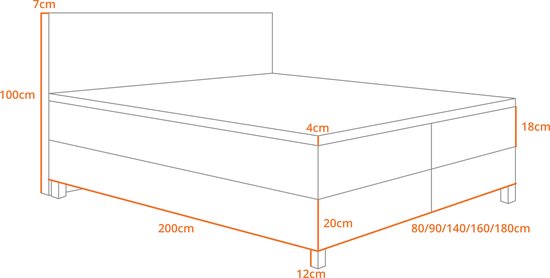 Sommier tapissier Bravo - 160 x 200 - Suspension à poches - Noir Skai