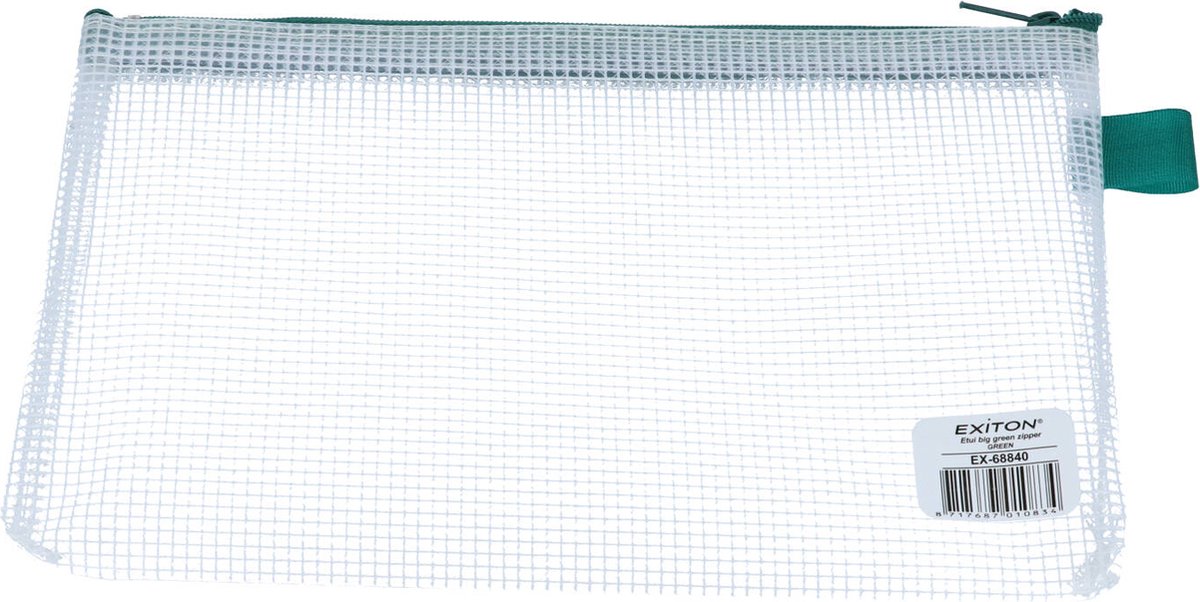 Exiton doorzichtige Etui - Groene rits - 24x15 cm