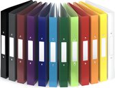 ACROPAQ - 12 x Ringmap A4 2 ringen - Ringband met rugetiket - Rug 3,5 cm - 'Kleur Arch' Natuur Kleurencollectie - Ringmapjes, Ringmappen, Ordners 2-rings