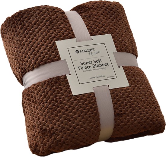 Malinsi® Fleece Deken - Bruin - Dekentje - Plaid - Geschikt voor 220x240 - Fleecedeken - Cadeau voor Man & Vrouw