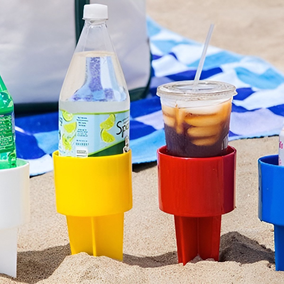 Bekerhouder strand - Boot - Festival - zwembad - Beker + telefoon houder - drank houder - set van 2 stuks - bekerhouder zwembad -