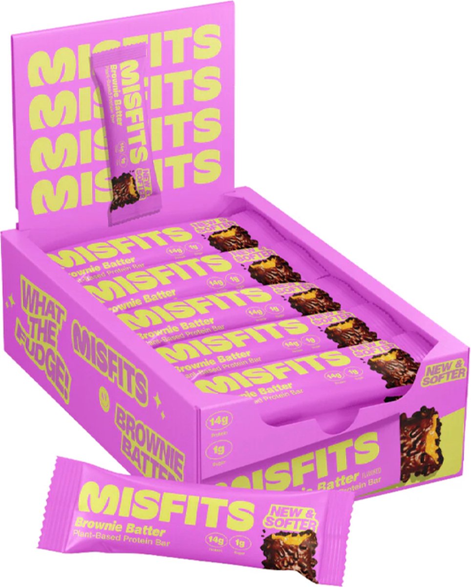 Misfits | Vegan Protein Bar | Brownie Batter | 12 Stuks | 12 x 50 gram