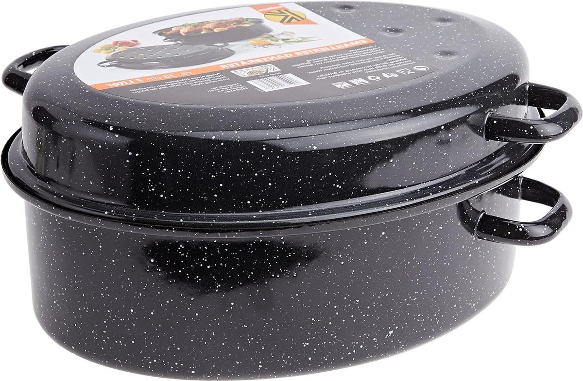 Braadpan met druppeldeksel - 38 cm - roestvrij staal - zwart