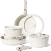 Batteries de cuisine à induction Just Perfecto 11 pièces - Poignée amovible - Ensemble de casseroles avec couvercle pour toutes les sources de chaleur - Casseroles et poêles sans PFOA - PFAS