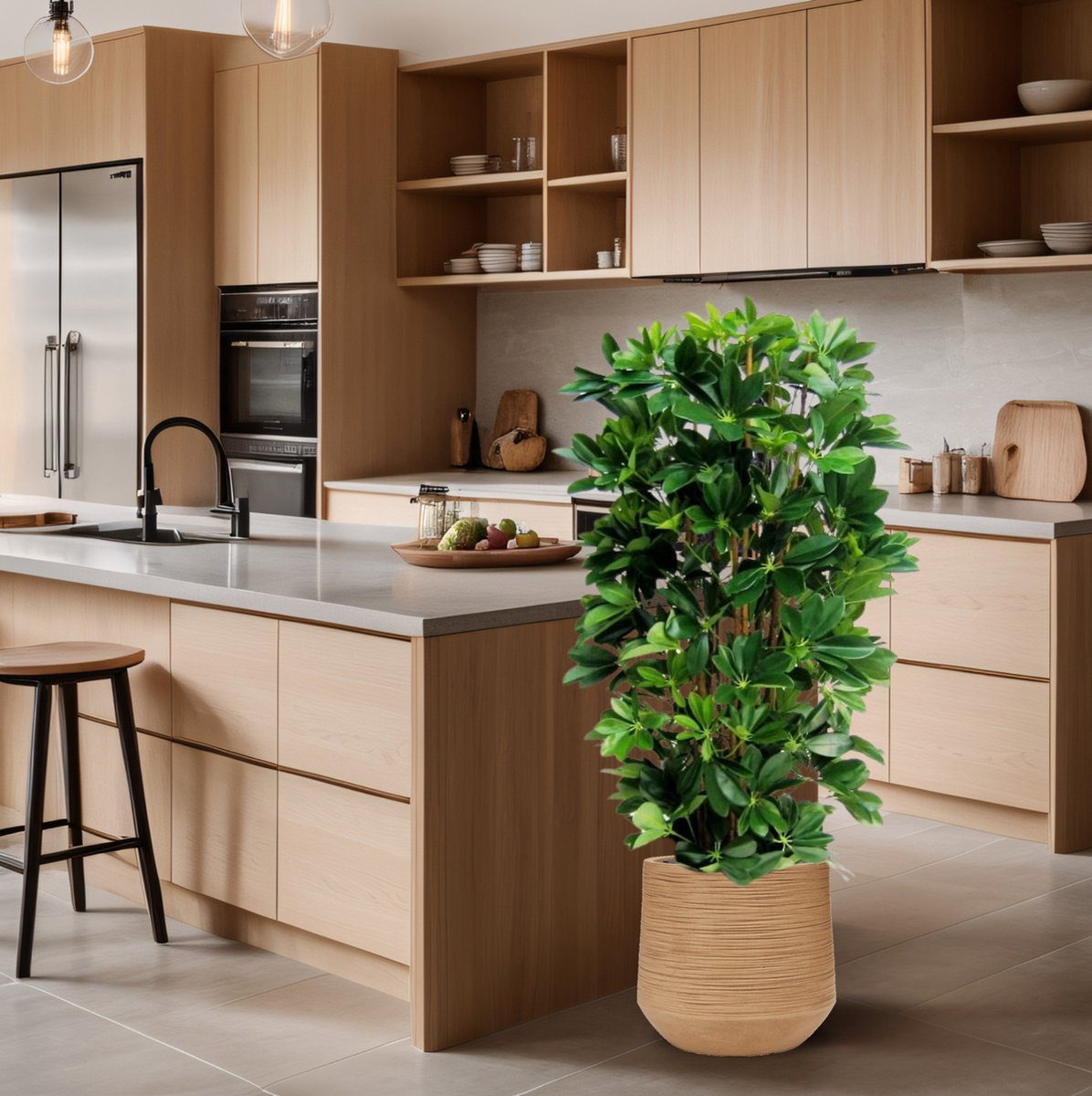 maxifleur Kunstplanten Schefflera kolom kunstplant 120cm Groen