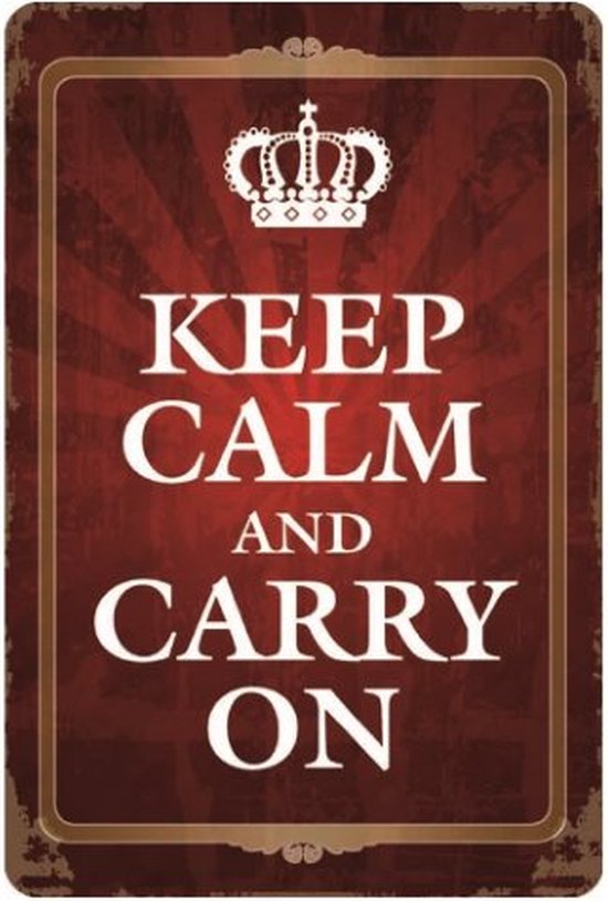 metalen wandbord Keep calm and carry on 20x30 cm