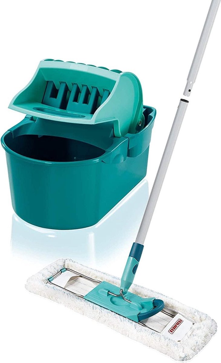 Goedkoopste Professionele Compacte Dweildoekenpers - 3-Delige Set met Vloerwisser - Microvezel Wisovertrek - Kliksysteem - Turquoise