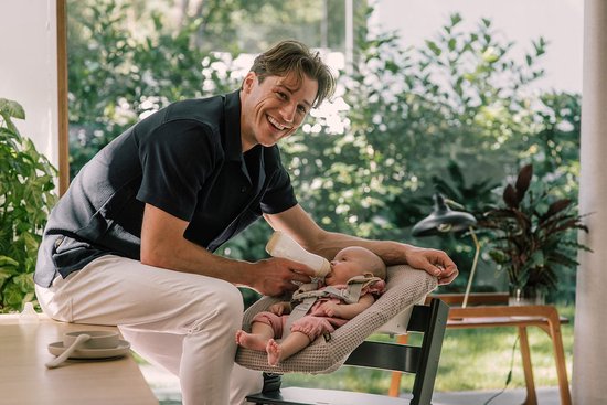 Newborn Hoes Tripp Trapp geschikt voor Stokke Tripp Trapp Newborn Set - Oud model met diep bakje - Premium Kwaliteit - Perfecte Pasvorm - Beschermt je Stoel - Makkelijk Wasbaar - Zacht Katoen - Beige Wafelstof van Ukje — afbeelding 2
