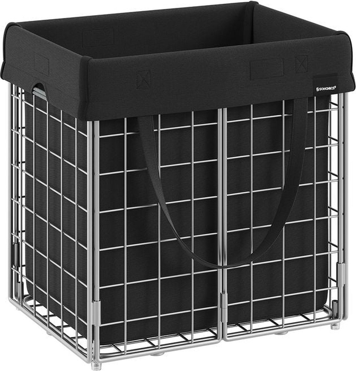 Wasmand - Met uitneembare waszak - Metalen frame - Zwart