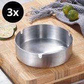 RVS asbak 3-pack - Stevige duurzame horeca asbak - Metalen asbak - 10 centimeter diameter - Set van 3 asbakken