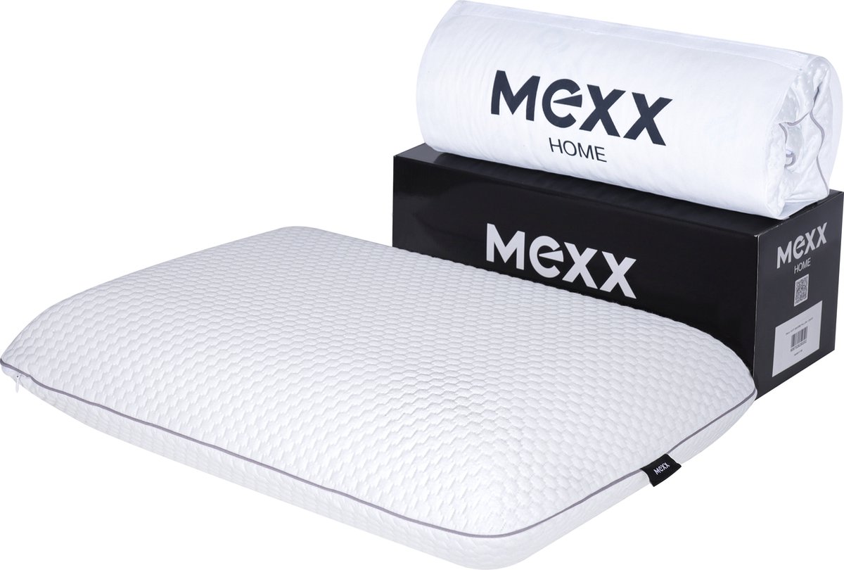 Mexx Premium - Klassiek Hoofdkussen - Hoogwaardig Traagschuim - Vermindert Nekklachten - Ventilerend - Geschikt voor rug-, zij- en buikslapers - 60 cm x 40 cm x 13 cm