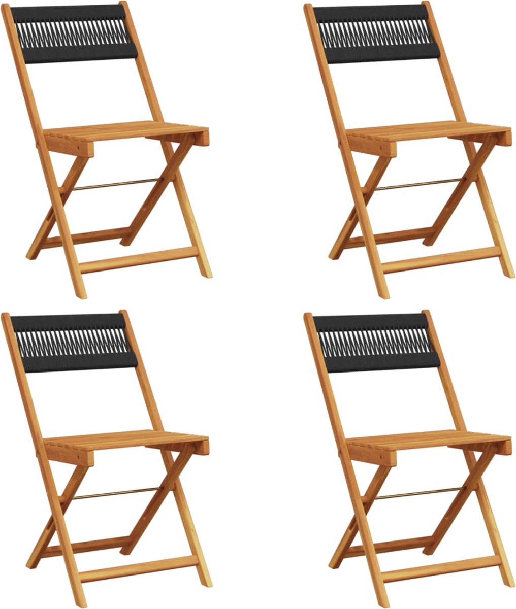 vidaXL - Tuinstoelen - 4 - st - inklapbaar - massief - acaciahout - zwart