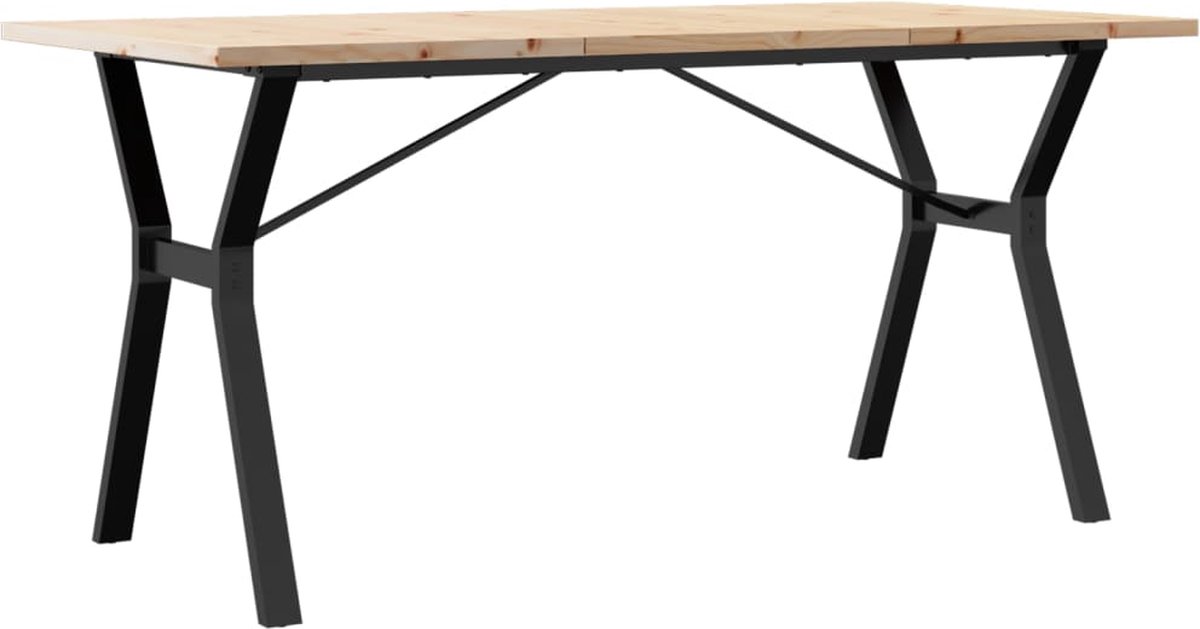 vidaXL Eettafel - Y-frame - 140x80x75,5 - cm - massief - grenenhout - en - staal Bruin