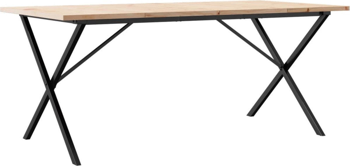 vidaXL Eettafel - X-frame - 180x90x75,5 - cm - massief - grenenhout - en - staal Bruin