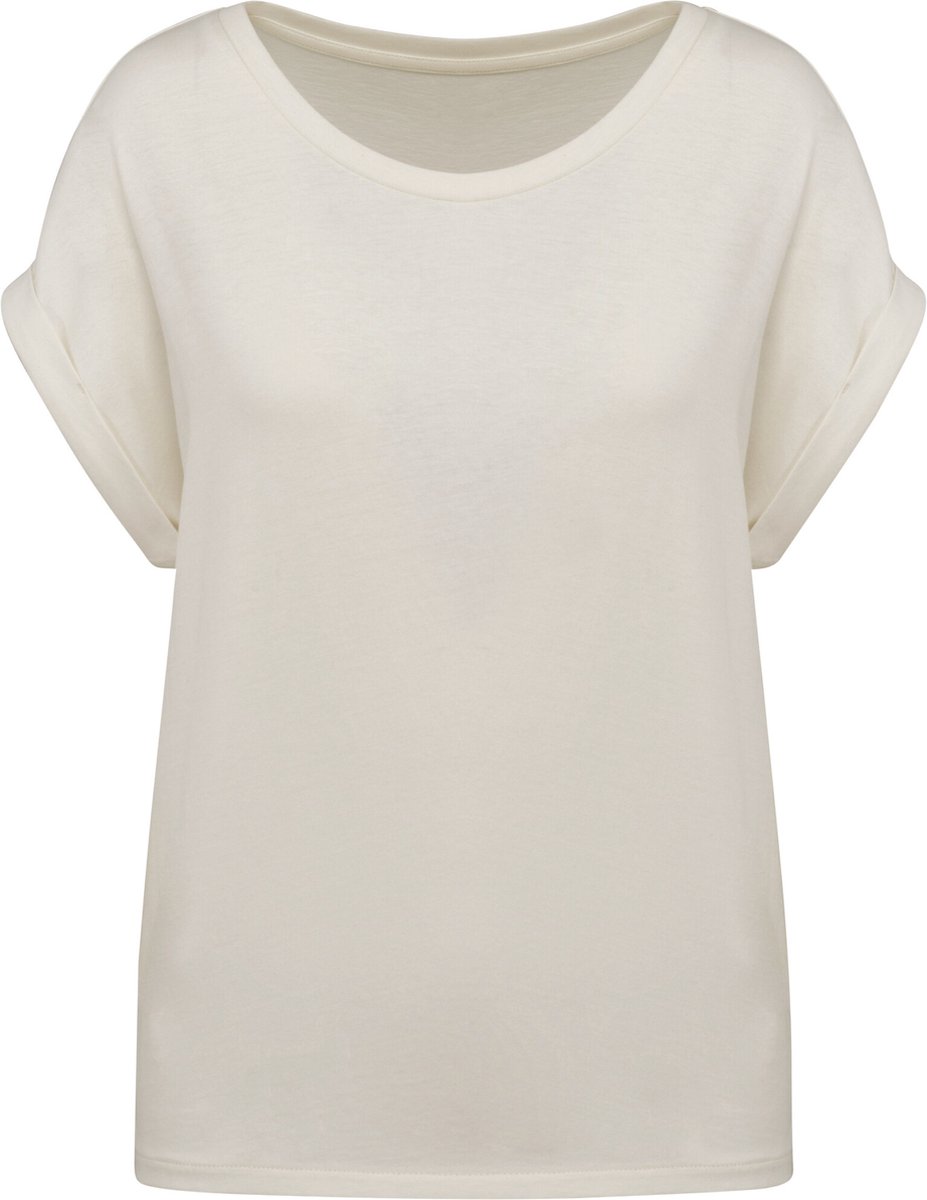 Native Spirit Ecologisch damesshirt met mouwen met omslag NS309 - Ivory - L