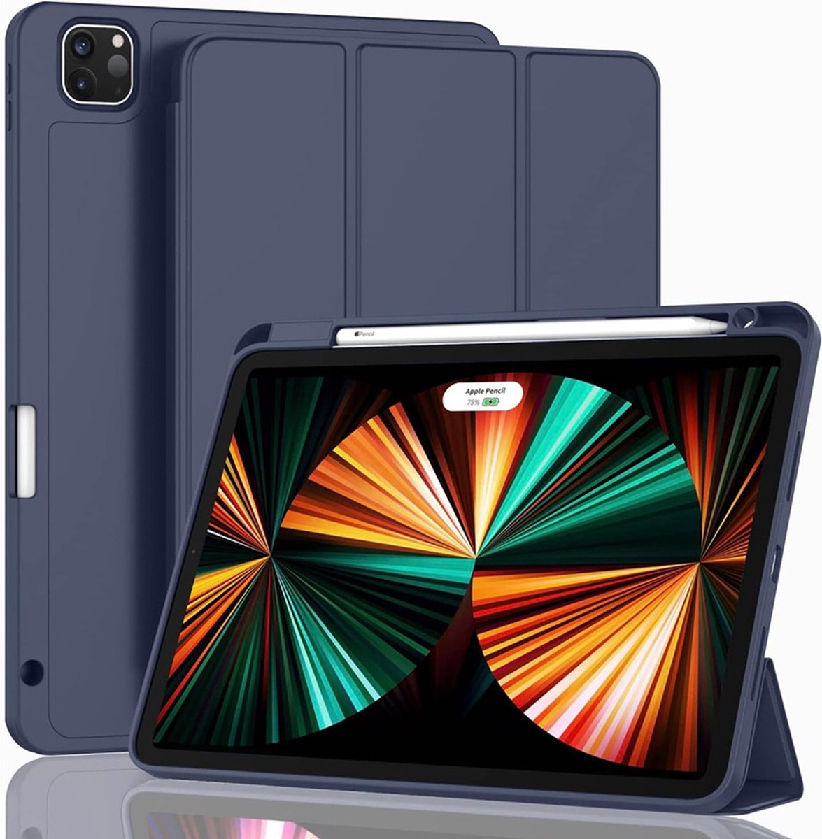 CaseMania Bookcase hoesje geschikt voor iPad Air 13 inch (M2) - Effen Donkerblauw - Kunstleer