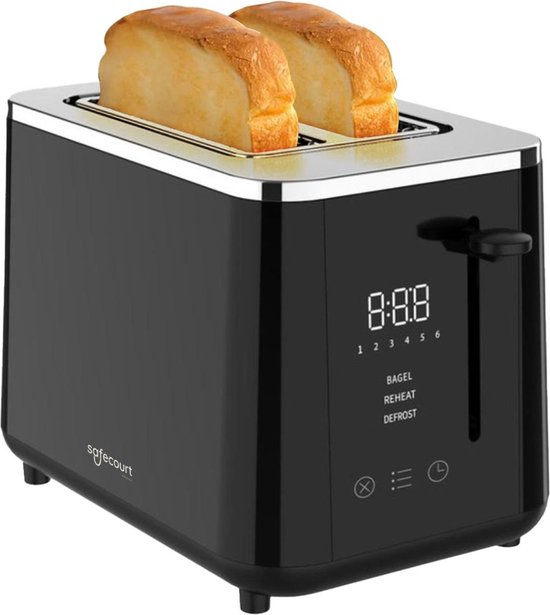 Foto: Safecourt kitchen broodrooster toaster 6 warmteniveaus 2 extra brede sleuven 920w zwart