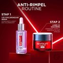 Stap 1: 1.5% hyaluronzuur serum. Stap 2: Laser X3 dagcrème.