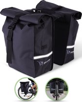 Ekostar® Dubbele Fietstas Roltop 46L - Waterbestendig - Zwart - Fietstassen Elektrische Fietsen