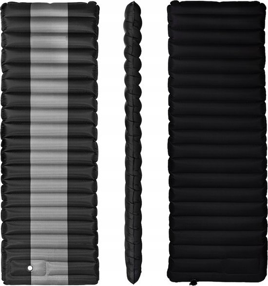 Luchtbed - 1 persoons - Ingebouwde Pomp - 183x60x8cm - Luchtmatras - Gratis Draagtas - Zwart / Grijs - Kamperen van Merkloos — afbeelding 4