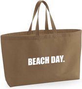 Strandtas caramel - BEACH DAY. - Totebag - Extra brede totebag bedrukt