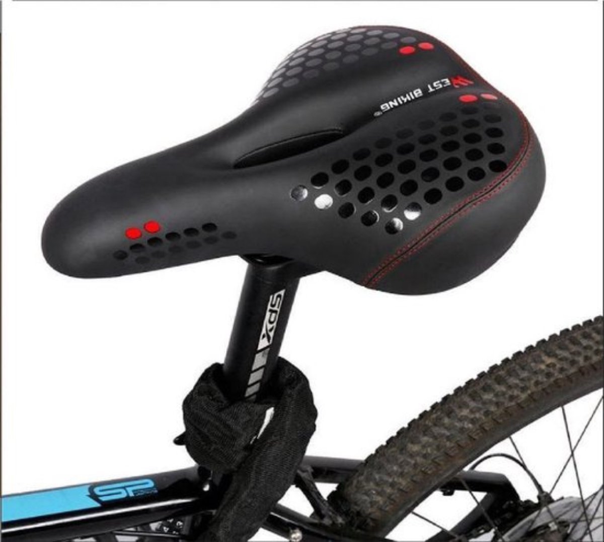Boriso Fietszadel met achterlicht - gel-zadel - waterdicht - 5 leds