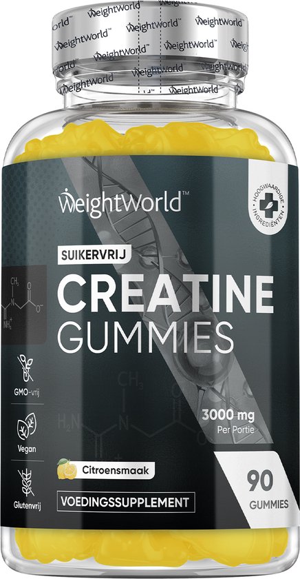 WeightWorld Creatine Monohydraat gummies - 3000mg per portie - Suikervrij en met natuurlijke limoensmaak - Alternatief voor creatine tabletten, capsules of poeders