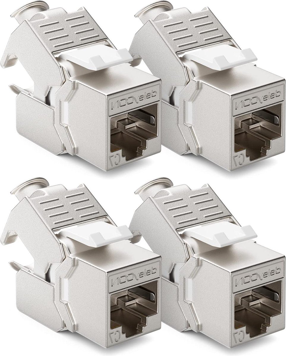DeleyCON Moduli Keystone RJ45 CAT 8 - Set Da 4 Per Rete, 40 Gbps, Schermatura STP