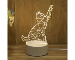 3D illusie LED lampje - Kat - Warm licht - Inclusief 230v stekker - Tafellamp - Sfeerlamp - Bureaulamp - Nachtlamp - Cadeautje - Kinderlamp - Decoratie - Verjaardag