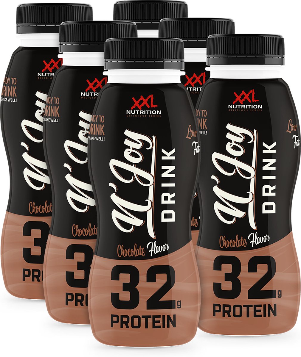Goedkoopste XXL Nutrition - N'Joy Protein Drink - Chocolade - Kant en Klare Eiwitshake, Proteďne Supplement - 80 Caseďne & 20 Whey - Diverse Smaken - Chocolade - 6 Pack