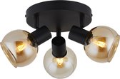 Lighto Plafondlamp - Goud Glas - Plafondspots 3-lichts - Spotjes - Plafonniere - Eetkamer - Slaapkamer - Woonkamer - Juna - Zwart