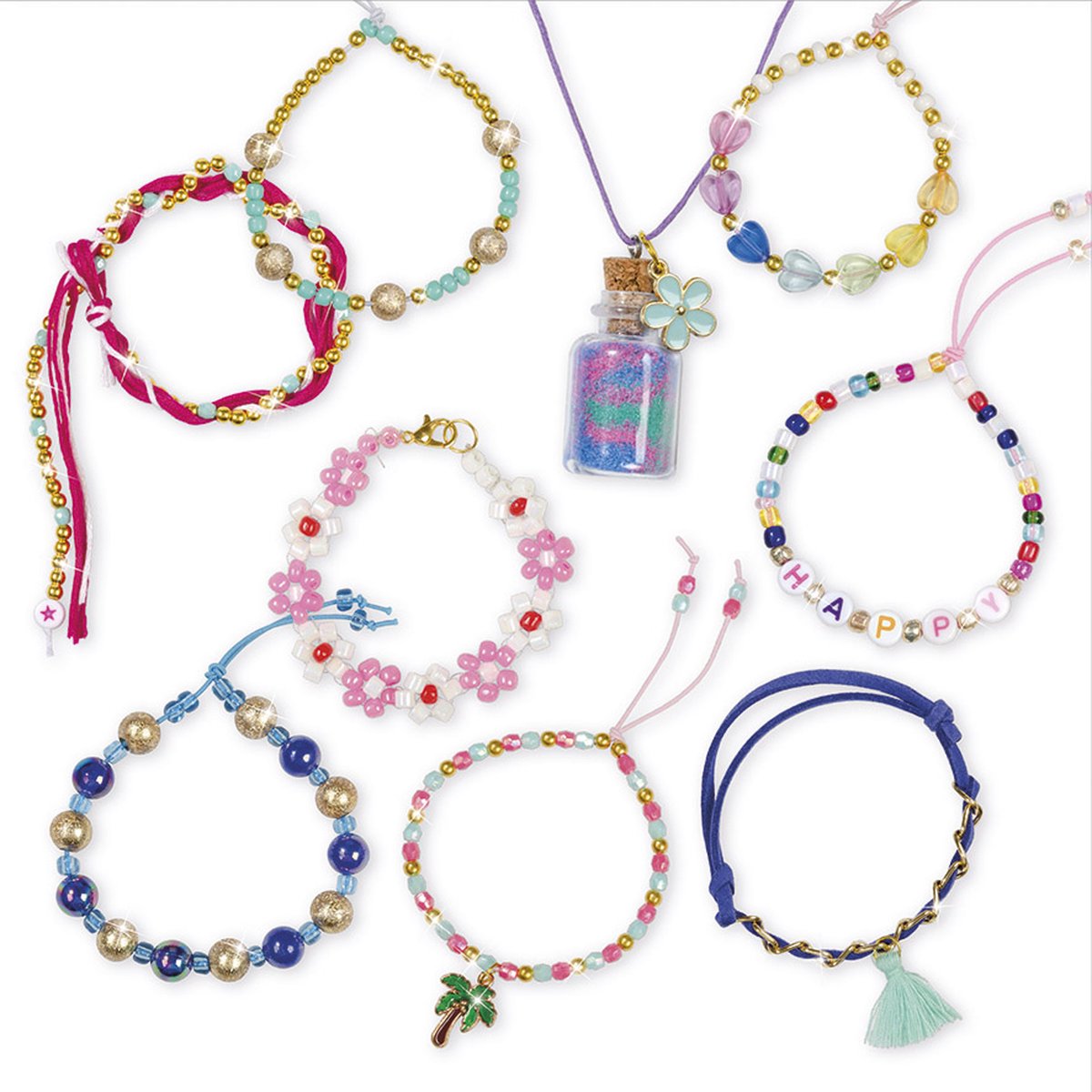 Totum XL armbandjes knustelset - 50 armbandjes maken 1700+ stuks - Design & Shine Happy Bracelets Fashion knutselset cadeau tip creatief speelgoed meisjes vanaf 6 jaar — afbeelding 4