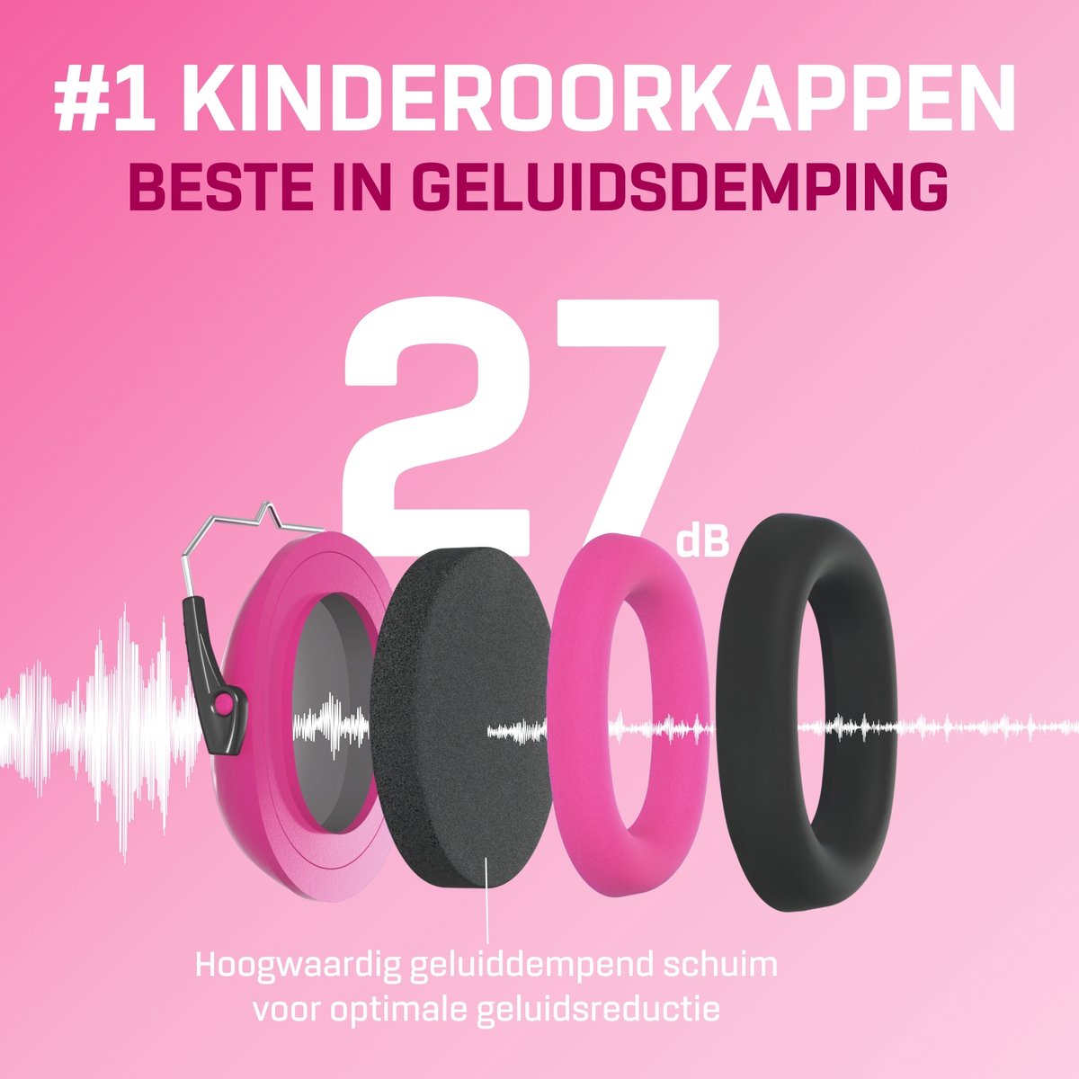 Gehoorbescherming Kind - Gehoorbeschermers Oorkappen Kinderen - 27dB - 3-16 jaar - Roze - V-Zilla – foto 3