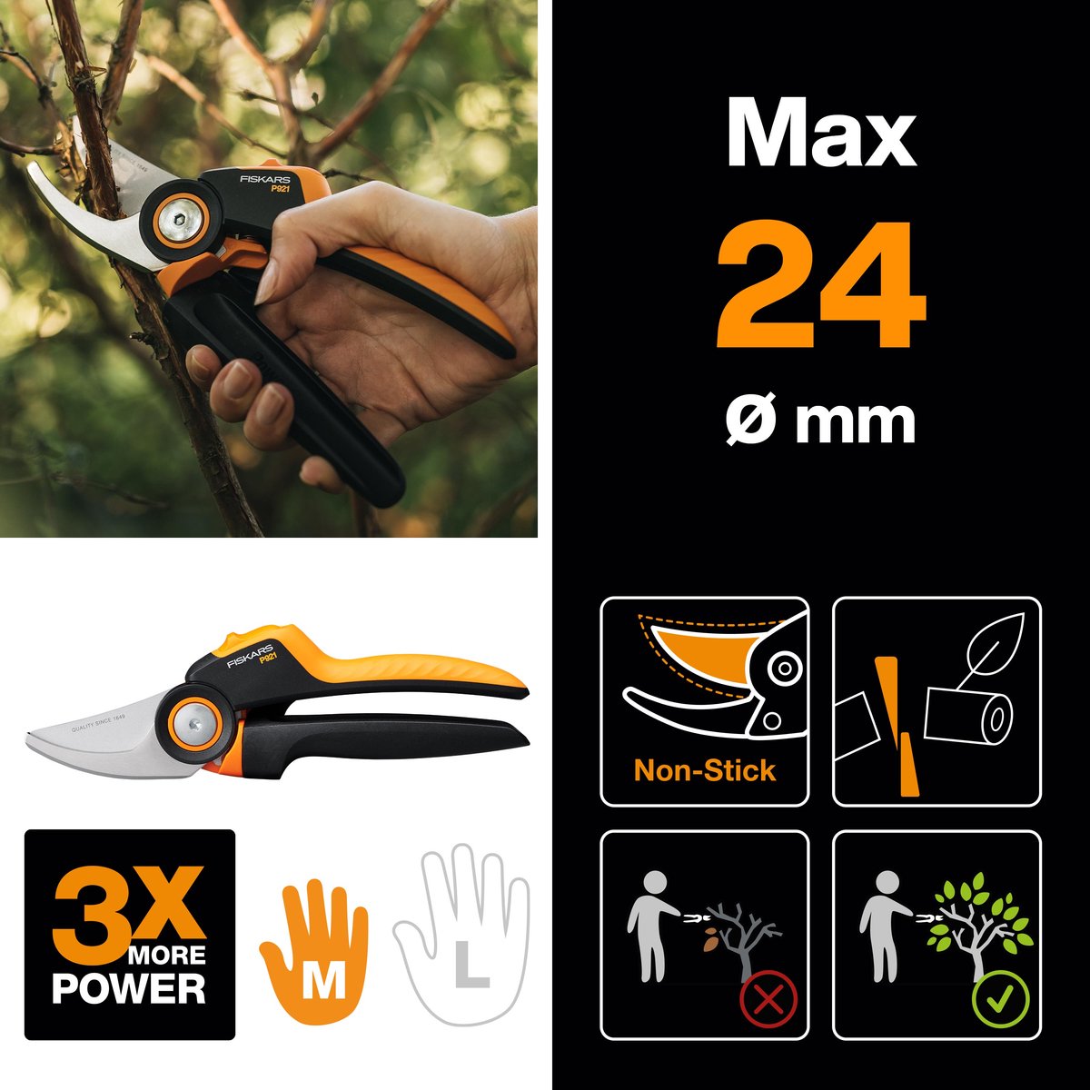 Fiskars Sécateur - Coupe-branches bypass X-series - Taille M