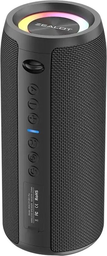 ZEALOT S51 PRO Bluetooth Speaker 40W Draagbaar Waterdicht IPX7 Outdoor Zwart RGB Luidspreker