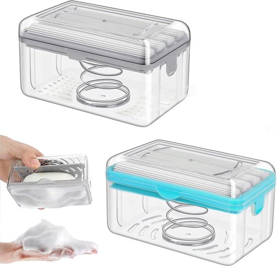 Zeepdoos voor reizen, lekvrije zeepbox met deksel, waterdicht, zeepbakje met afvoerzeef, draagbare zeephouder voor onderweg, badkamer, fitnessstudio, camping, wit
